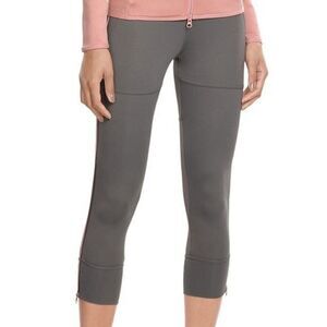 Adidas x Stella McCartney Mesh Cropped Zip Leggings Gray Pink Womens Small